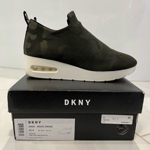 DKNY wedge sneaker olive green camo Angie sneaker